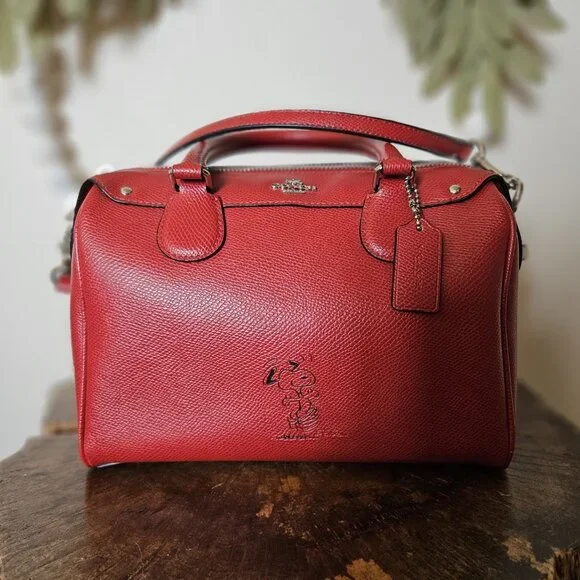 Coach x Peanuts Snoopy Mini Bennett Satchel Red F37272 NWOT Leather Bag - Picture 10 of 16